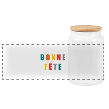 BONNE FÊTE. FÊTE DES MÈRES. FÊTE DES PÈRES. FÊTE - Boîte à biscuits avec couvercle en bois - blanc - Devant