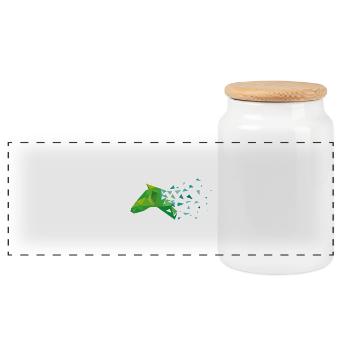 Cheval vert cheval cadeau - Boîte à biscuits avec couvercle en bois - blanc - Devant