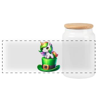 Mignon trèfle licorne de la Saint-Patrick - Boîte à biscuits avec couvercle en bois - blanc - Devant