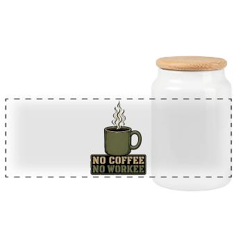 pas de café pas de workee - Boîte à biscuits avec couvercle en bois - blanc - Devant