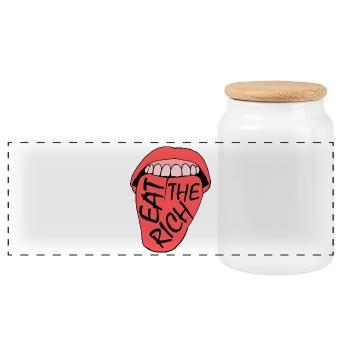Eat the rich - Panoramic Cookie Jar with Wooden Lid - white - Front