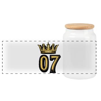 7 Number Crown - Panoramic Cookie Jar with Wooden Lid - white - Front