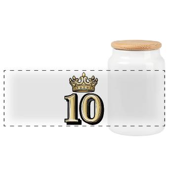 10 Number Crown - Panoramic Cookie Jar with Wooden Lid - white - Front
