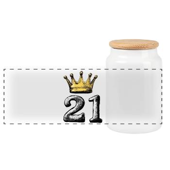 21 Number Krone - Panoramic Cookie Jar with Wooden Lid - white - Front