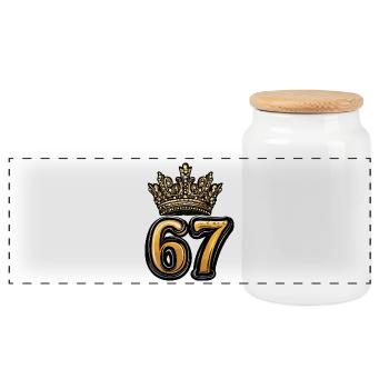 67 Nombre Couronne - Boîte à biscuits avec couvercle en bois - blanc - Devant