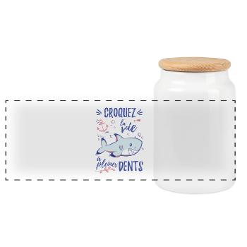 Croquez la vie à pleines dents - Boîte à biscuits avec couvercle en bois - blanc - Devant