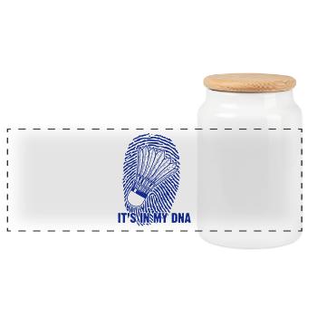Badminton - It's in my DNA - Panoramic Cookie Jar with Wooden Lid - white - Front