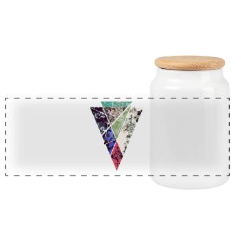 TRI_1 - Dreieck, Ornament, Vintage, Frühling, cool - Panorama Keksdose mit Holzdeckel - Weiß - Vorne