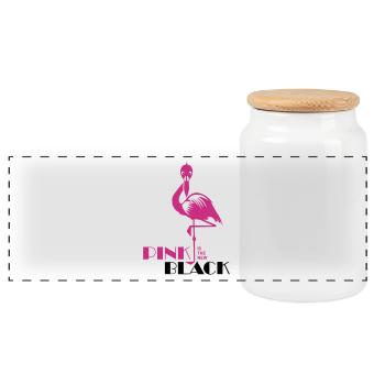 pink is the new black Flamingo rosa Vogel tropisch - Panoramic Cookie Jar with Wooden Lid - white - Front
