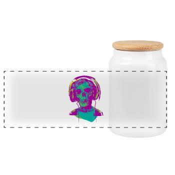 Zombie Music - Panoramic Cookie Jar with Wooden Lid - white - Front