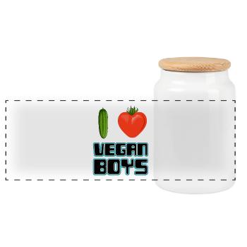 vegan t shirt Ich liebe vegane Jungen - Panorama Keksdose mit Holzdeckel - Weiß - Vorne