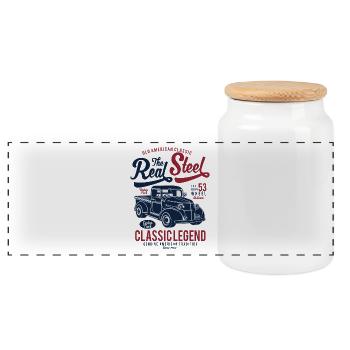 THE REAL STEEL - Pick-Up Retro Truck Car Shirt - Panorama Keksdose mit Holzdeckel - Weiß - Vorne