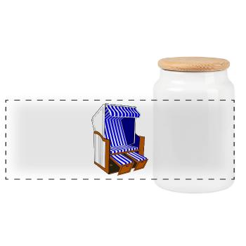 chaise de plage - Boîte à biscuits avec couvercle en bois - blanc - Devant
