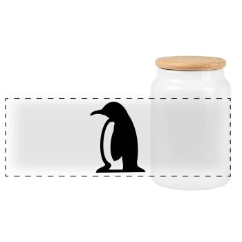 Pinguin Geschenk - Panorama Keksdose mit Holzdeckel - Weiß - Vorne