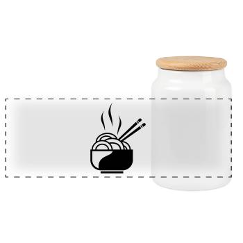 Pasta with chopsticks - Panoramic Cookie Jar with Wooden Lid - white - Front