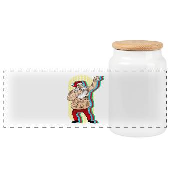 Dab Santa Geschenk Weihnachten Christmas Dabb - Panorama Keksdose mit Holzdeckel - Weiß - Vorne