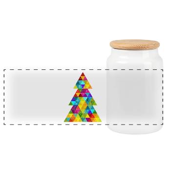 colorful christmas tree oh fir tree hipster grunge - Panoramic Cookie Jar with Wooden Lid - white - Front