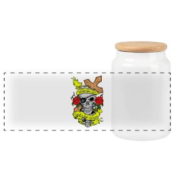 roses crâne croix Rock n Roll Rockabilly Art - Boîte à biscuits avec couvercle en bois - blanc - Devant