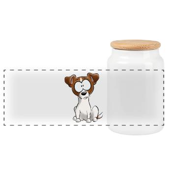 Ich bin Jack-Russell-Terrier - Panorama Keksdose mit Holzdeckel - Weiß - Vorne