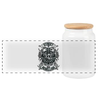 BIKER REBELLION - Biker & Motorcycle Shirt Gift - Panoramic Cookie Jar with Wooden Lid - white - Front