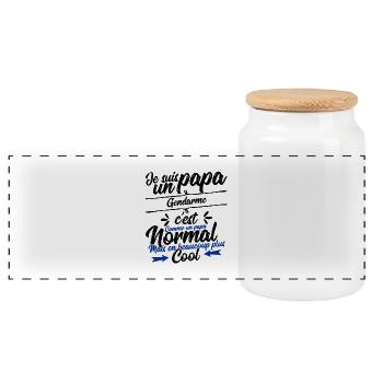 papa Gendarme cadeau - Boîte à biscuits avec couvercle en bois - blanc - Devant