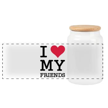 I Love My Friends - Panorama Keksdose mit Holzdeckel - Weiß - Vorne