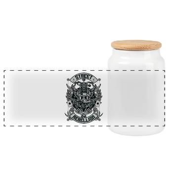 Rue rébellion Motard Rocker Outlaw - Boîte à biscuits avec couvercle en bois - blanc - Devant