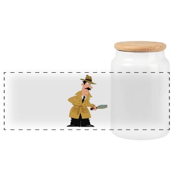 Un détective avec une loupe. Idée de cadeau - Boîte à biscuits avec couvercle en bois - blanc - Devant