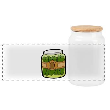 Gewürzgurken Glas Geschenk Idee - Panorama Keksdose mit Holzdeckel - Weiß - Vorne
