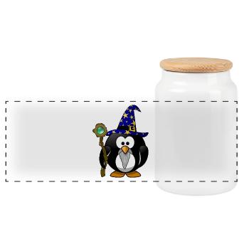 guerres magicien Gandalf paix magique étoile pingouin - Boîte à biscuits avec couvercle en bois - blanc - Devant