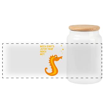 Seepferdchen - Geschenk für kleine Freischwimmer - Panorama Keksdose mit Holzdeckel - Weiß - Vorne