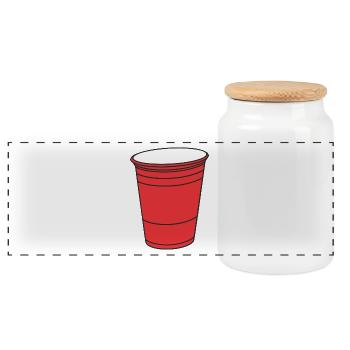 Red college mug - Panoramic Cookie Jar with Wooden Lid - white - Front