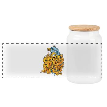 Graffiti street art with eagle and crown - Panoramic Cookie Jar with Wooden Lid - white - Front