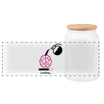 Coffee loading to Brain - Panorama Keksdose mit Holzdeckel - Weiß - Vorne