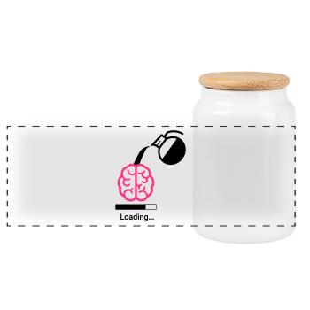 Coffee charging status - Panoramic Cookie Jar with Wooden Lid - white - Front