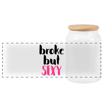 Sexy Pink Font on Black - Panoramic Cookie Jar with Wooden Lid - white - Front