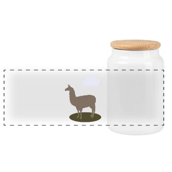 lama - Panoramic Cookie Jar with Wooden Lid - white - Front