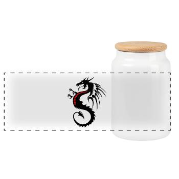 dragon tribal tattoo shape 200434 x - Panoramic Cookie Jar with Wooden Lid - white - Front