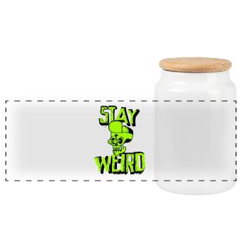 Stay Weird Crazy Gangster Skull Totenkopf Freak - Panorama Keksdose mit Holzdeckel - Weiß - Vorne