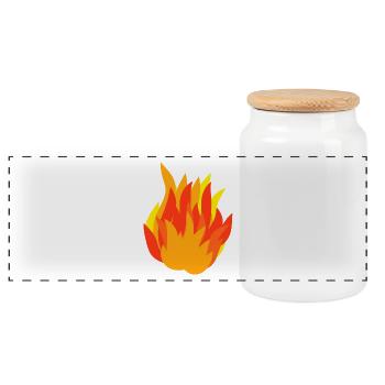 Fire Flame of a Campfire, Gift Idea - Panoramic Cookie Jar with Wooden Lid - white - Front