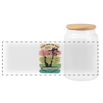 Kite Kiteboard Kiteboarding Kitesurf Gift - Panoramic Cookie Jar with Wooden Lid - white - Front