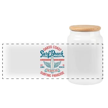 OSTSEE - Cooles Darss Surfer Geschenke Surf Shirts - Panorama Keksdose mit Holzdeckel - Weiß - Vorne