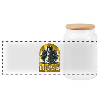échecs - Boîte à biscuits avec couvercle en bois - blanc - Devant