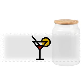 Cosmopolitan cocktail drink - Panoramic Cookie Jar with Wooden Lid - white - Front