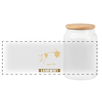 Landwirt Shirt · Landwirtschaft · Vergeben Bauer - Panorama Keksdose mit Holzdeckel - Weiß - Vorne