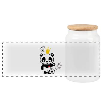 Football King Panda 2 - Panoramic Cookie Jar with Wooden Lid - white - Front