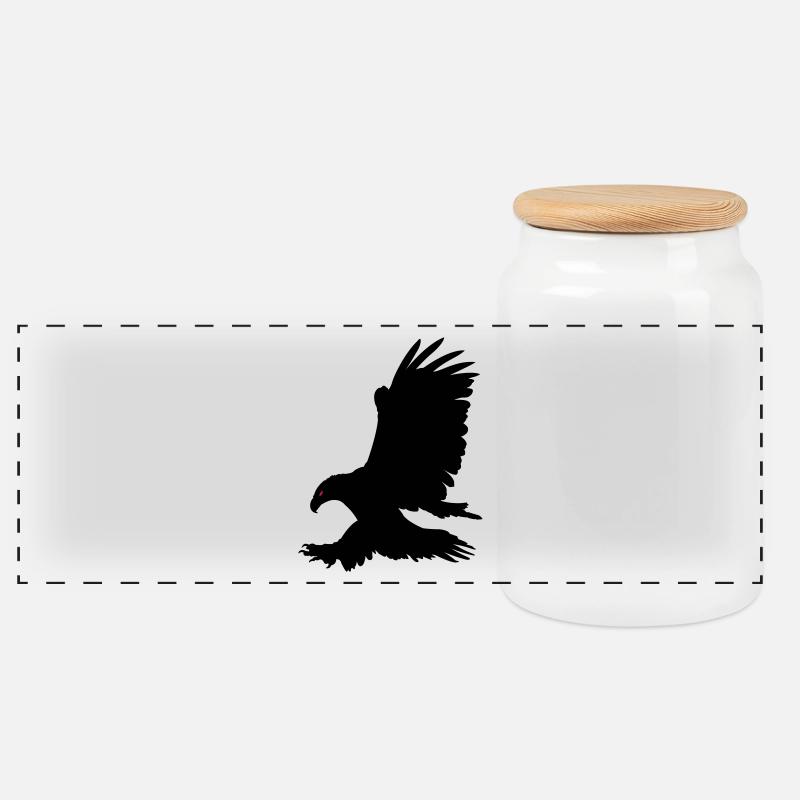 Black Eagle - Panoramic Cookie Jar with Wooden Lid - white
