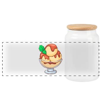 Ice cream ice cream ice cream ice cream ball ice cream sundae - Panoramic Cookie Jar with Wooden Lid - white - Front