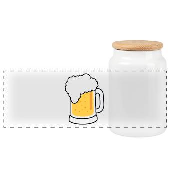 beer - Panoramic Cookie Jar with Wooden Lid - white - Front