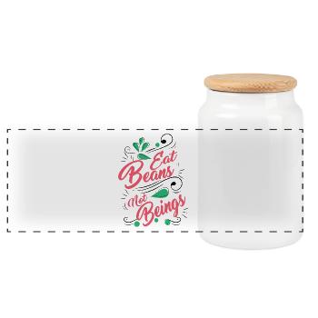 Vegan vegetarian animal welfare gift idea - Panoramic Cookie Jar with Wooden Lid - white - Front